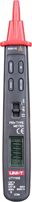 Multimetër dixhital pen-type, UNI-T, UT118B, auto-range, EF/NCV, 300 V, 30 MΩ, 3 mF