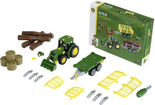 Lodër traktor John Deere Klein 3906 me 2 rimorkio, plastikë, shumëngjyrëshe, set