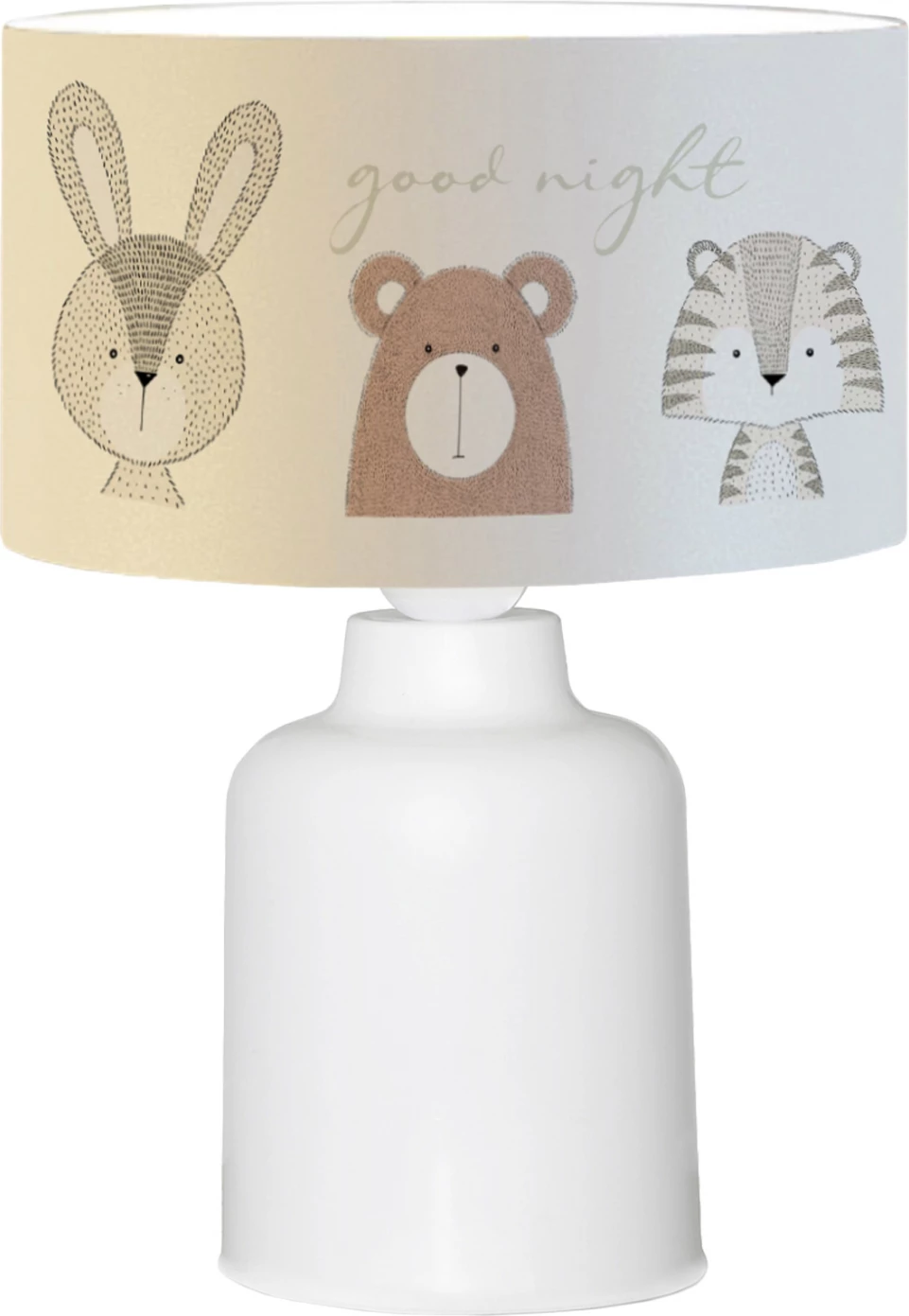 Llambë tavoline për fëmijë, dizajn kafshë të lezetshme, FH7577.02, ngjyrë e bardhë, Φ24x32