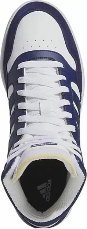 Atlete për meshkuj adidas Hoops 3.0 Mid, të bardha dhe blu marine [Madhësia: 41 1/3]