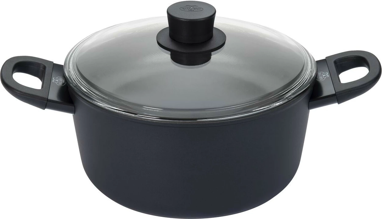 Kasserolle Ballarini AVOLA 20 cm, alumini, kapak xhami, e zezë