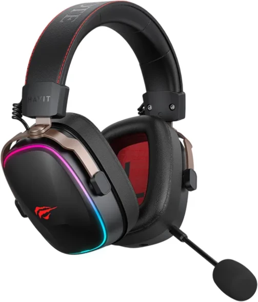 Kufje gaming wireless HAVIT HV-H2039BG, RGB LED, me mikrofon, 2.4GHz/Bluetooth/3.5mm, të zeza