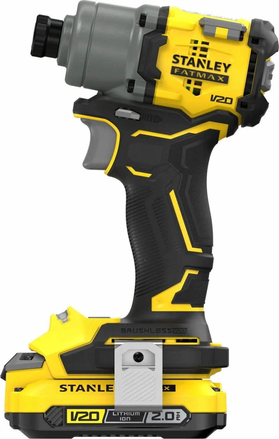 Shurupavërtëse me goditje Stanley FatMax V20 SFMCF830D2K-QW 18 V, brushless, 2x2.0 Ah, 1/4\" HEX, set me 2 bateri + karikues + valixhe, e verdhë/zezë