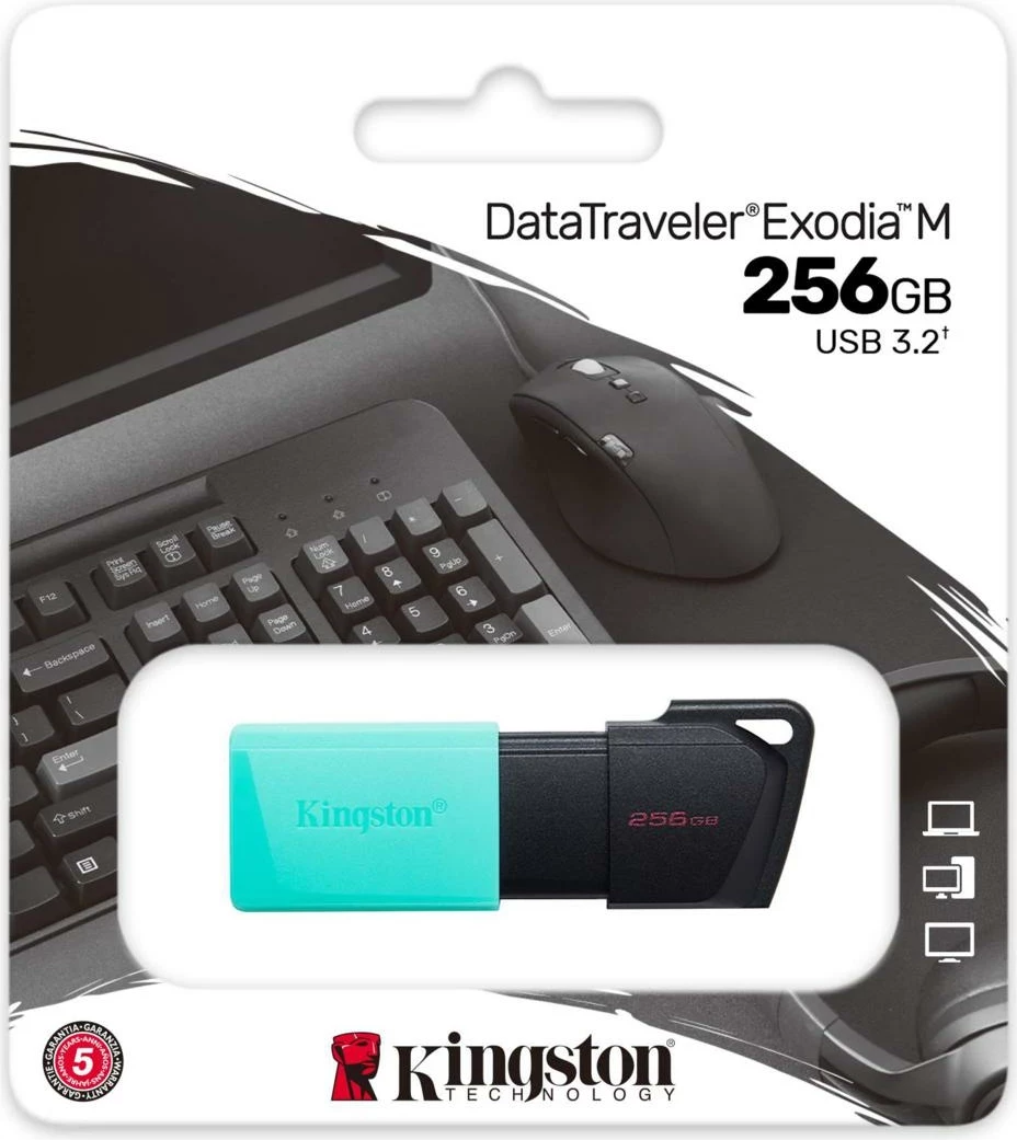 USB Kingston DataTraveler Exodia M 256GB, Nero/Azzurro