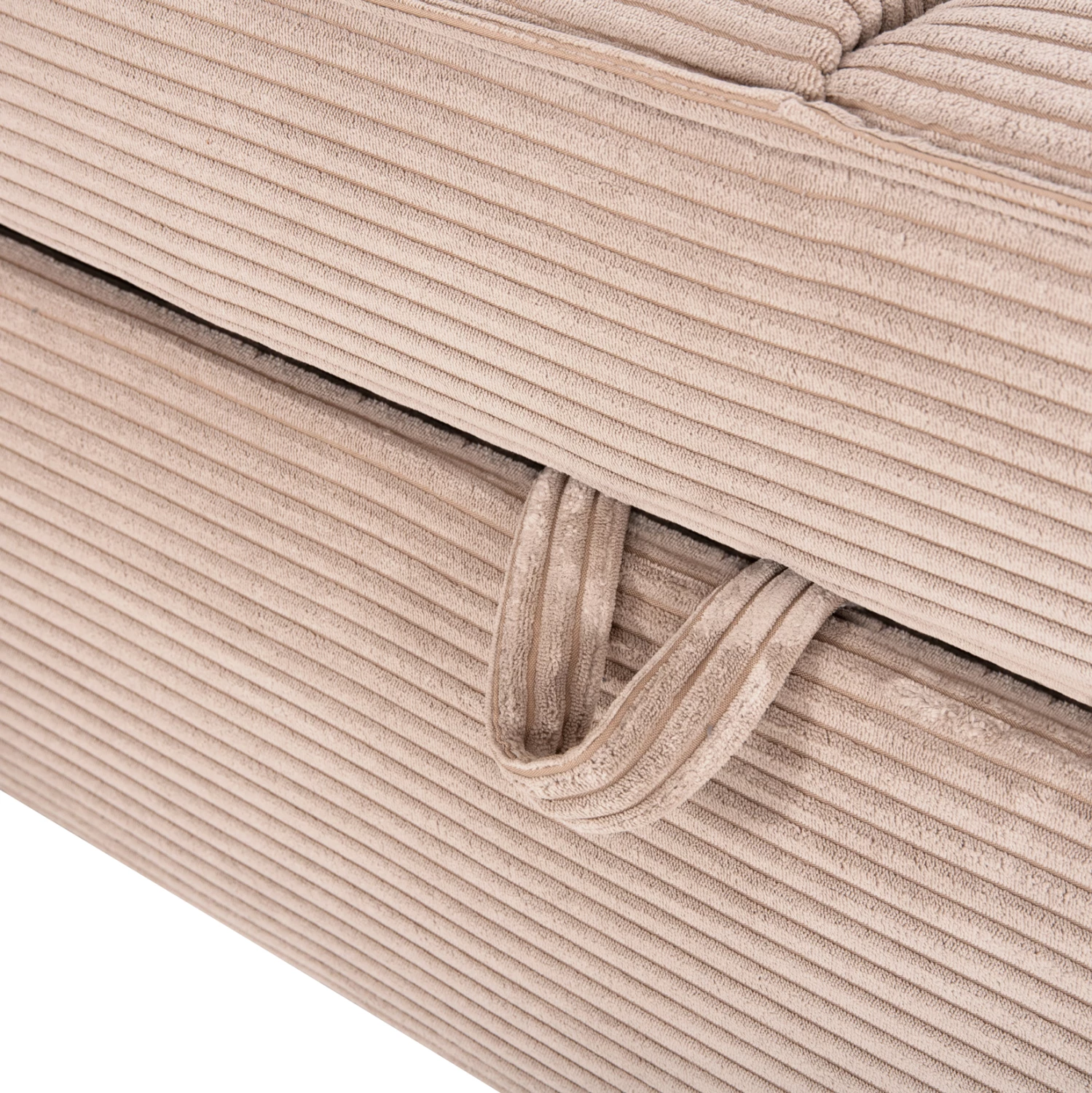 Divan këndor (majtas) me hapësirë ruajtjeje ALDO FH3276.01L, pëlhurë bezhë, 256x91-159x87H cm