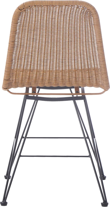 Karrige pe rattan, ngjyrë natyrale, këmbë metali të zeza, 44x58x82cm