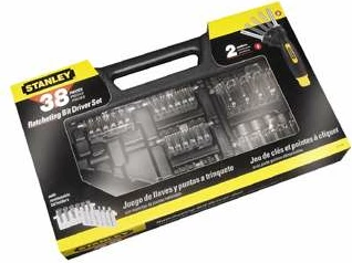 Set kaçavidash me maja të ndërrueshme Stanley Basic 63-038, 38 copë, e zezë/verdhe, në kuti plastike