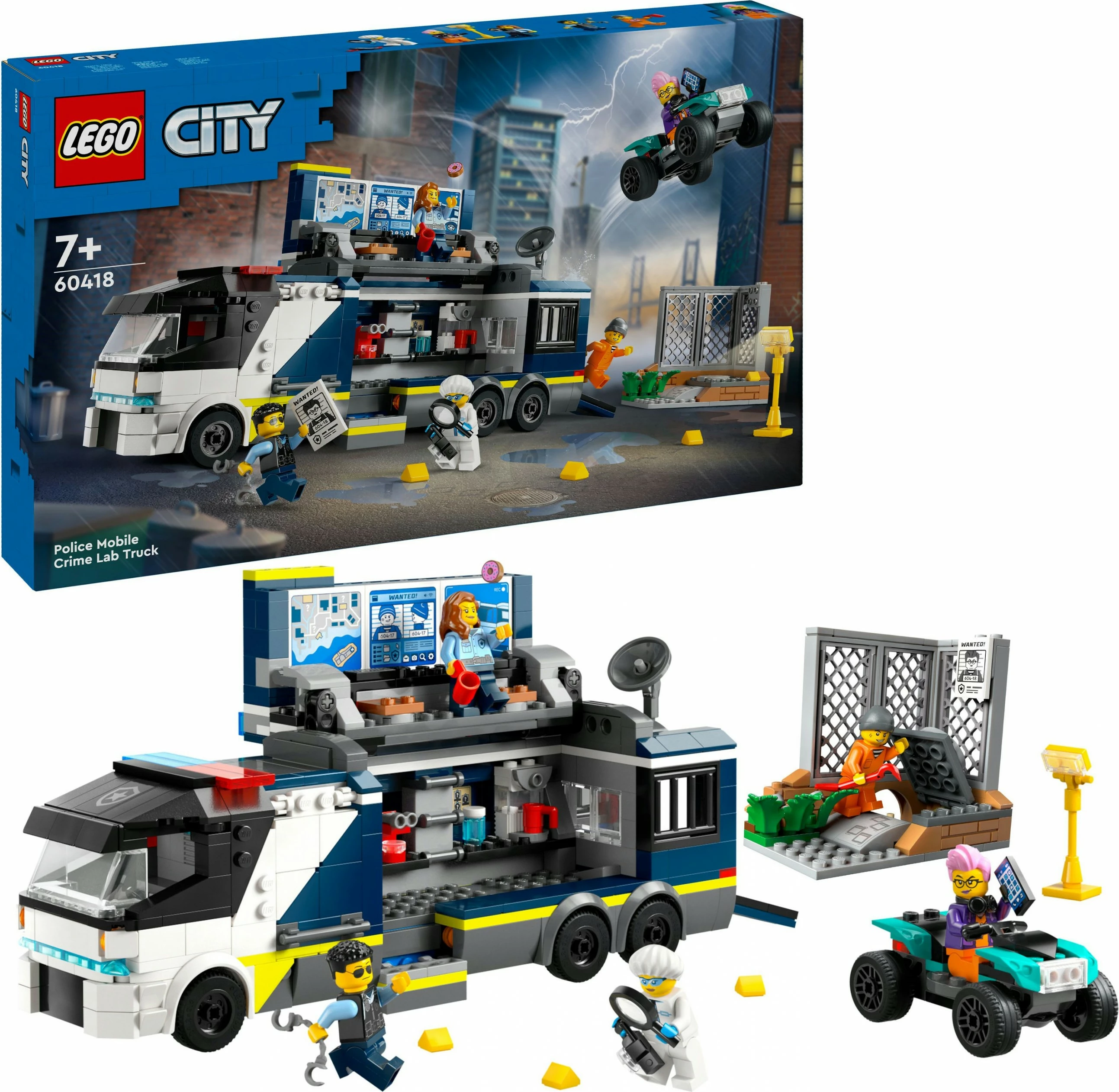 Set ndërtimi LEGO City Police Mobile Crime Lab Truck 674 pjesë, shumëngjyrësh