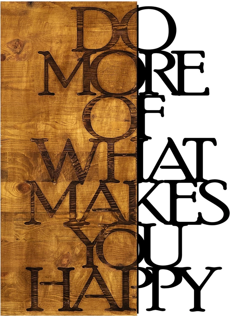 Aksesor dekorativ prej druri për mur, Wallity, ngjyrë arre dhe e zezë, 42x58cm