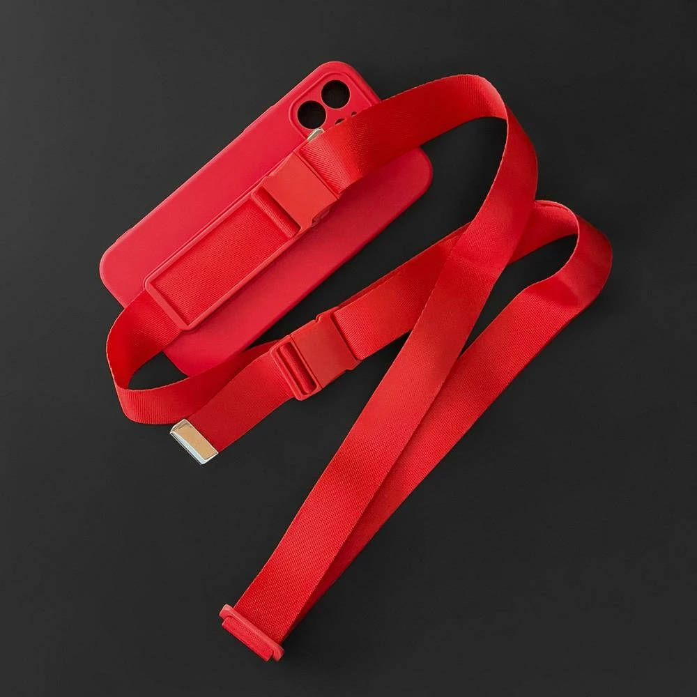 Mbështjellës Hurtel Rope Case për Samsung Galaxy S22, silikon, me rrip, Kuq