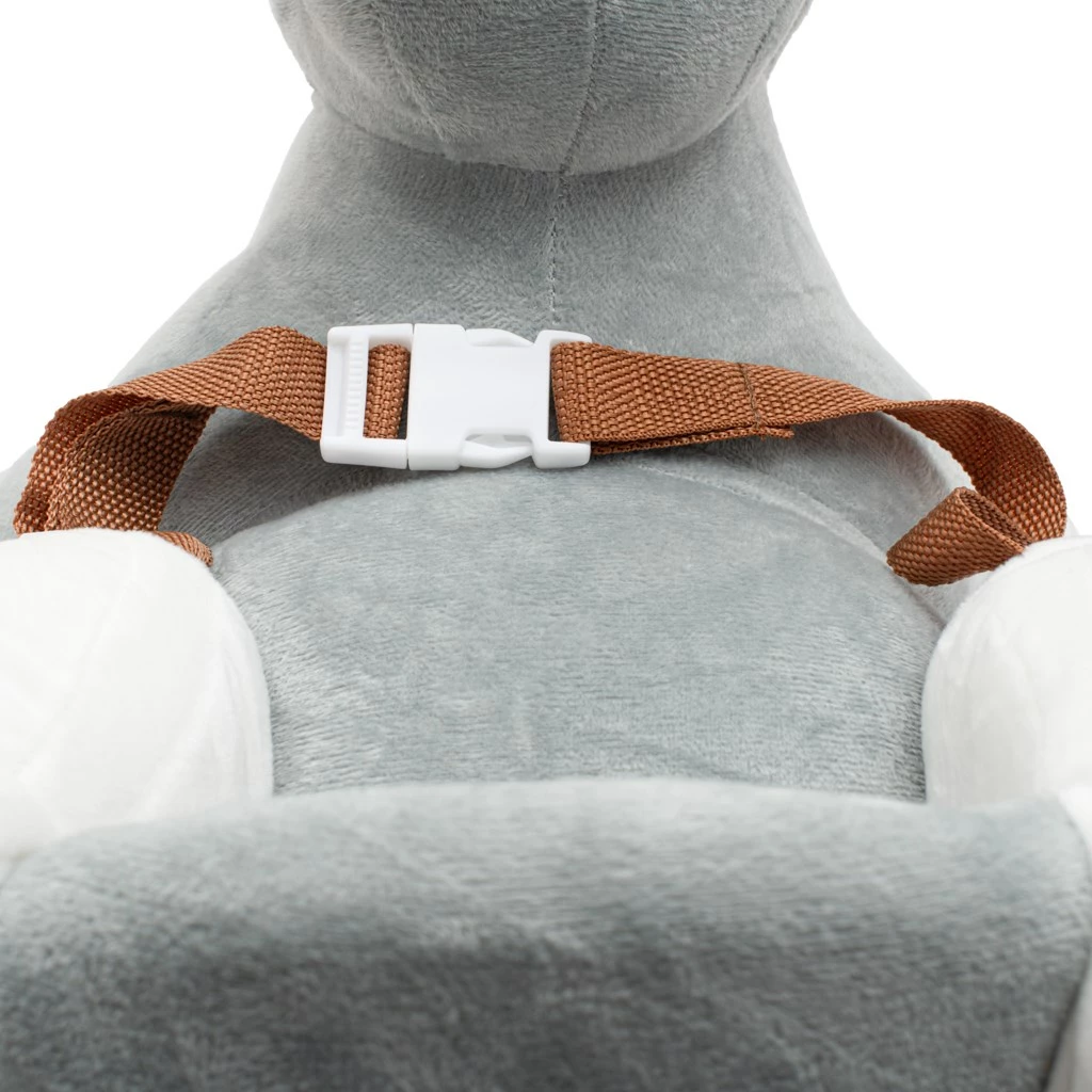 Lodër lëkundëse Baby Mix gomar me melodi, shina druri, rripa sigurie, deri 25 kg, 12m+, kafe