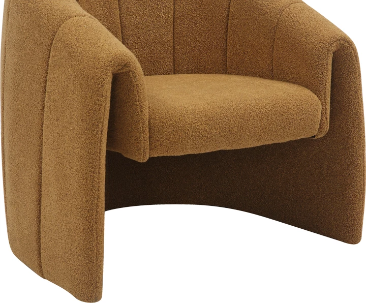 Fotel Fassy, stof boucle, ngjyrë mustard, 80x66x80cm