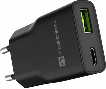 Karikues rrjeti Natec Ribera GaN Slim NUC-2377 20W 1x USB-A + 1x USB-C 3A i zi