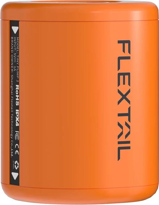Pompë portative Flextail Tiny Pump 2 800mAh USB-C 180 L/min 4 kPa IP44, portokalli, set me grykë/kabllo/çantë