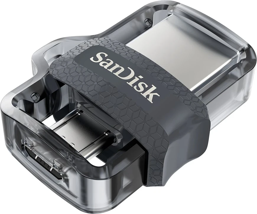 USB Sandisk Ultra Dual, m3.0, 128 GB, e zezë / e argjendtë / transparente