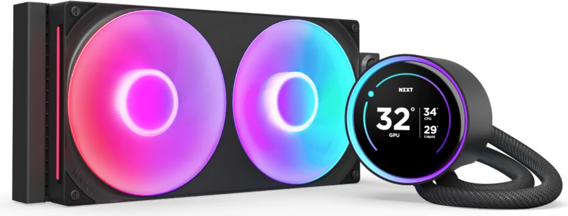 Ujëftohës AIO CPU, NZXT Kraken Elite 280 RGB RL-KR28E-B2, radiator 280mm me 2x140mm, ekran LCD, RGB, e zezë