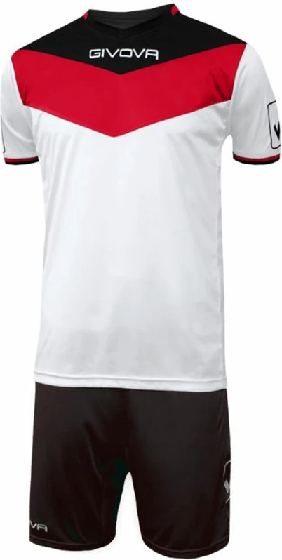 Komplet futbolli për meshkuj dhe fëmijë Givova, i bardhë me të kuqe dhe të zi