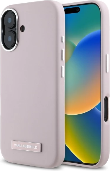 Mbështjellës Karl Lagerfeld FW Metal Plate MagSafe për iPhone 16, Rozë