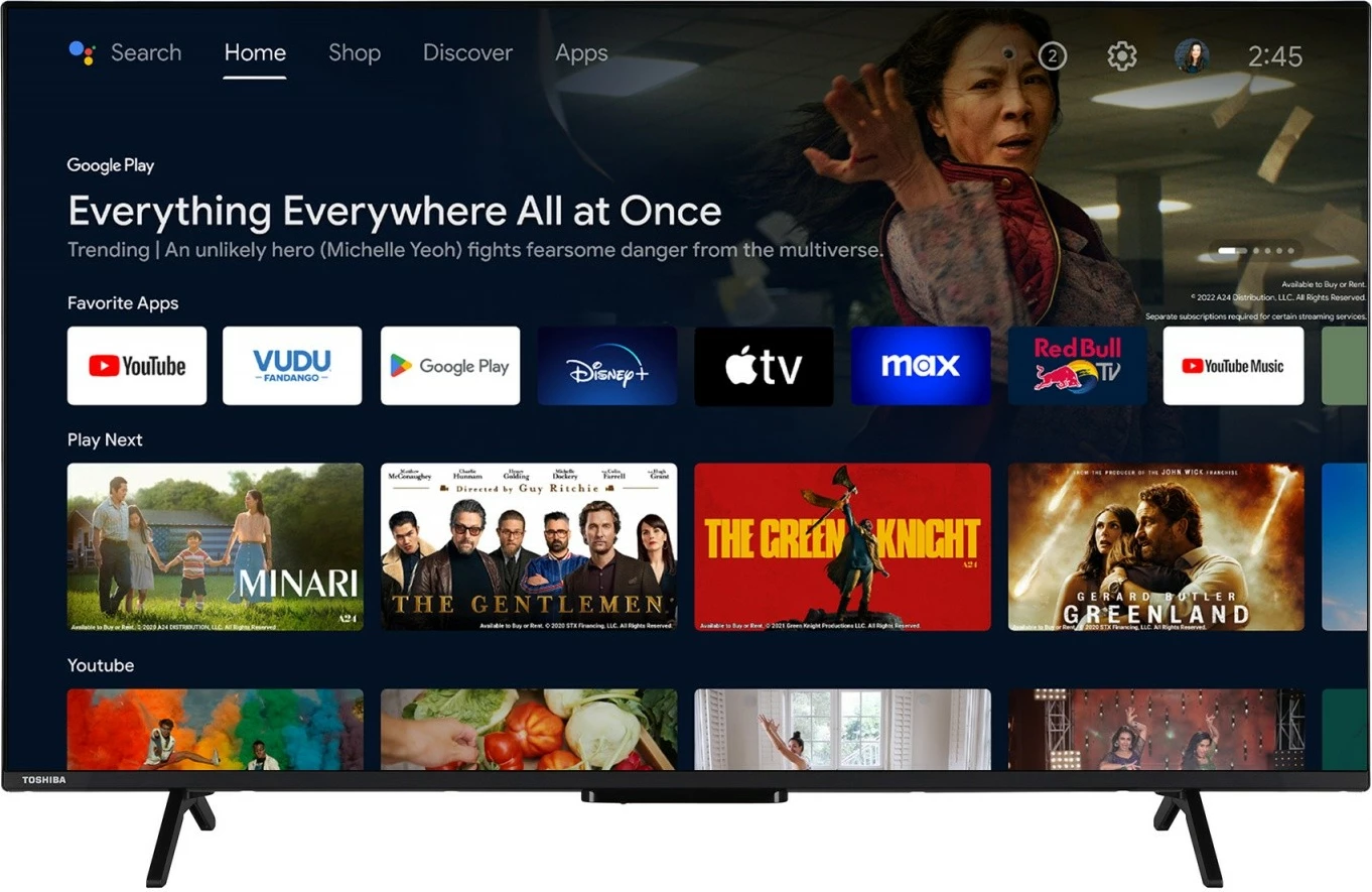 Televizor QLED Toshiba 55QA2363DG, 55 inç, Ultra HD/4K, Android TV, i zi