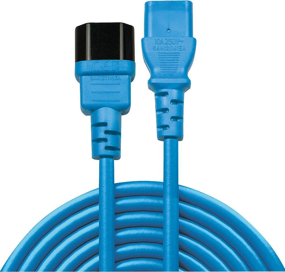 Kabllo energjie LINDY IEC C14 në C13, 1m, kaltër