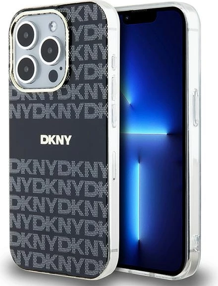 Mbështjellës DKNY IML Mono & Stripe MagSafe për iPhone 13 Pro / 13, i zi