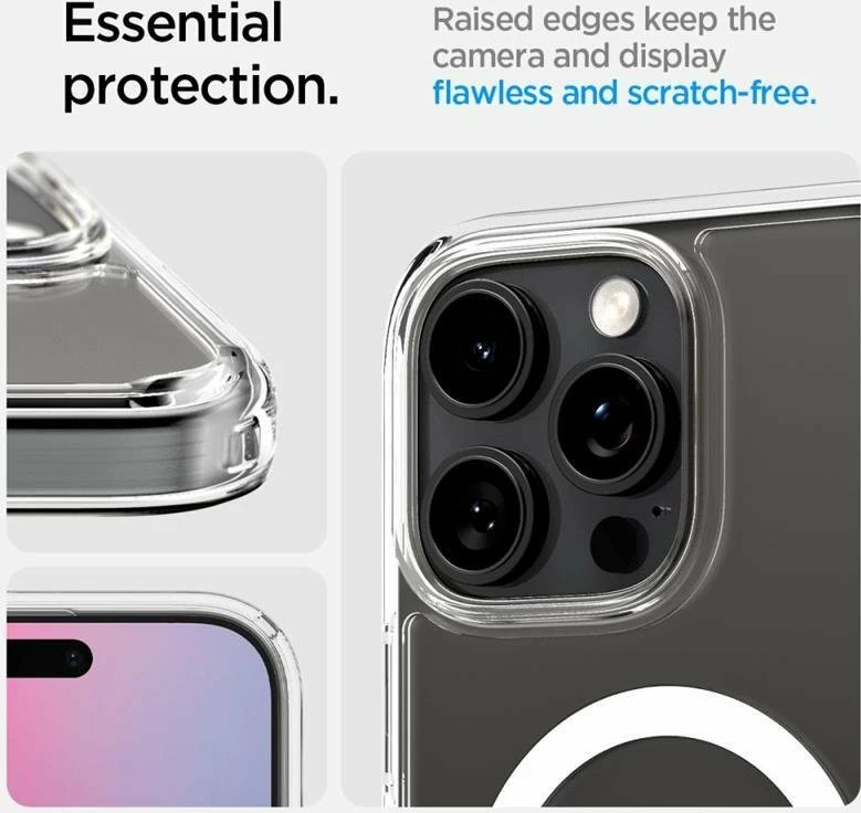 Mbështjellës Spigen Ultra Hybrid T Mag MagSafe për iPhone 16 Pro, TPU/PC, ring magnetik, i bardhë