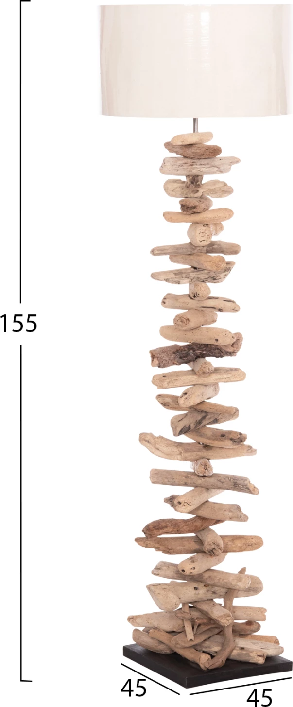 Llambë dyshemeje dekorative ALTAR, dru i natyrës, kapak PVC i bardhë, Φ45x155Hcm