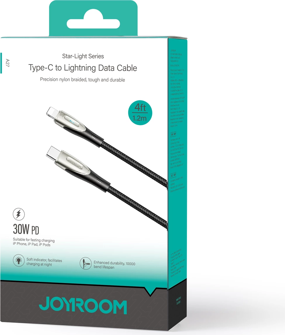 Kabllo Joyroom Pioneer Series SA31-CL3 USB-C në Lightning, 1.2m, 30W, e zezë
