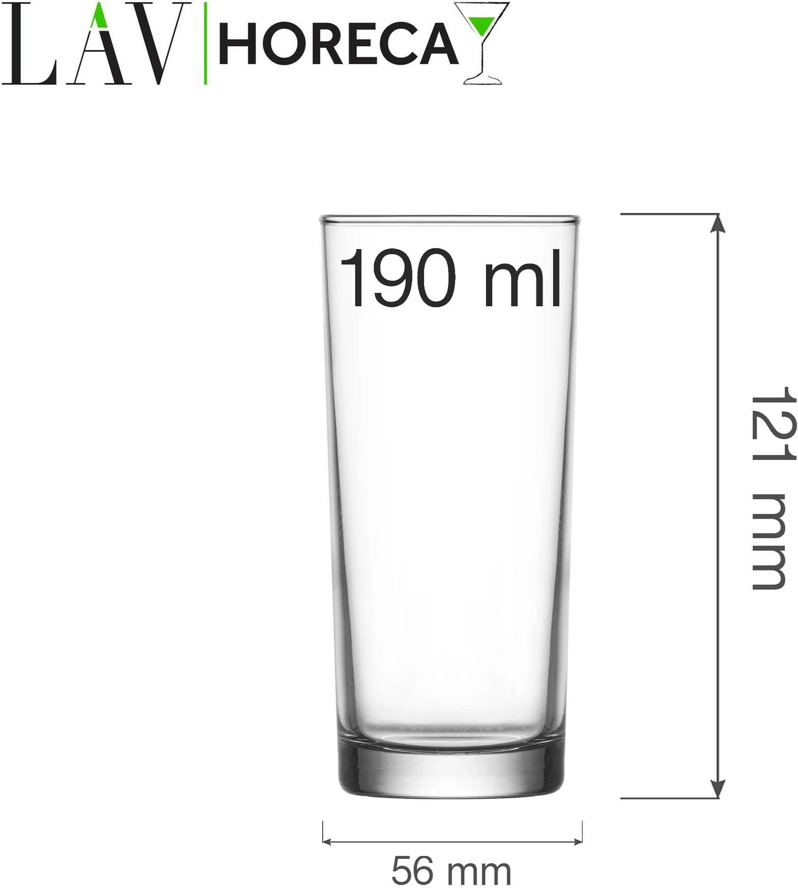 Gotë e gjatë LAV Bern 190 ml transparente, set 12 copë