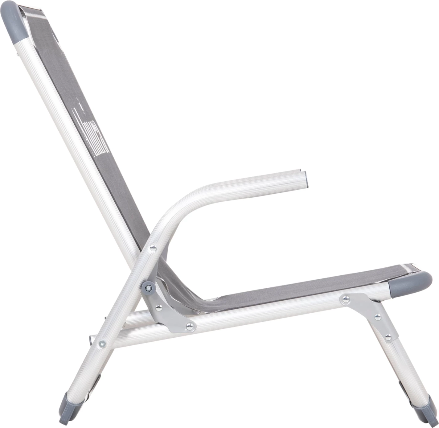 Karrige plazhi e palosshme, alumin i fortë, tekstilene gri, shpinë e lartë, Almira FH5053.10, 55x71x66cm