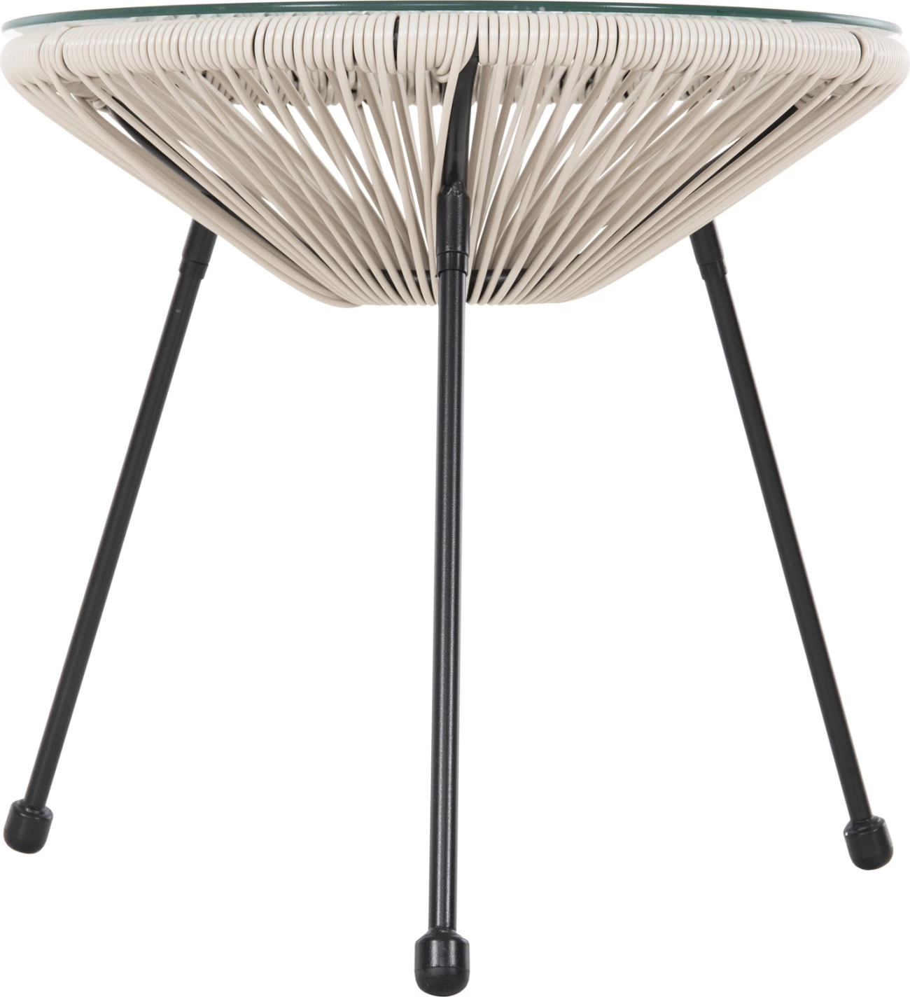 Tavolinë kafeje për jashtë ALLEGRA FH5874.03 metalike, ngjyrë e zezë - ratan sintetik, ngjyrë bezhë, Φ47x45H cm