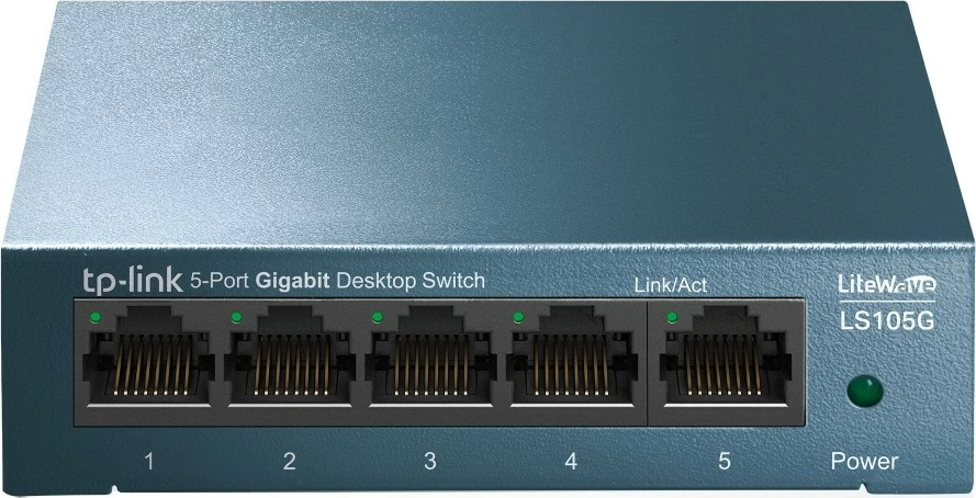 Switch TP-Link 5-Port 10/100/1000Mbps, Gigabit Ethernet, i montueshëm në mur, ngjyrë blu