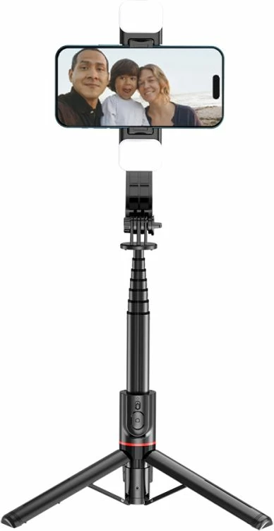 Selfie stick me tripod Tech-Protect L05S me Bluetooth dhe dritë LED, i zi