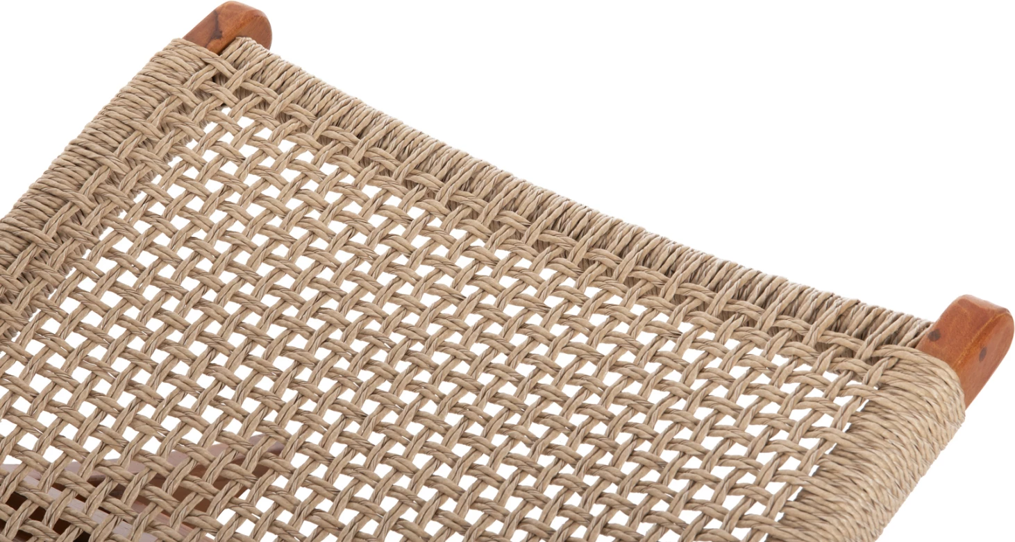 Karrige e shkurtër e palosshme FERM FH9477.01, dru teak i fortë, ngjyrë natyrale, litar VIRO, 65.5x80x67H cm