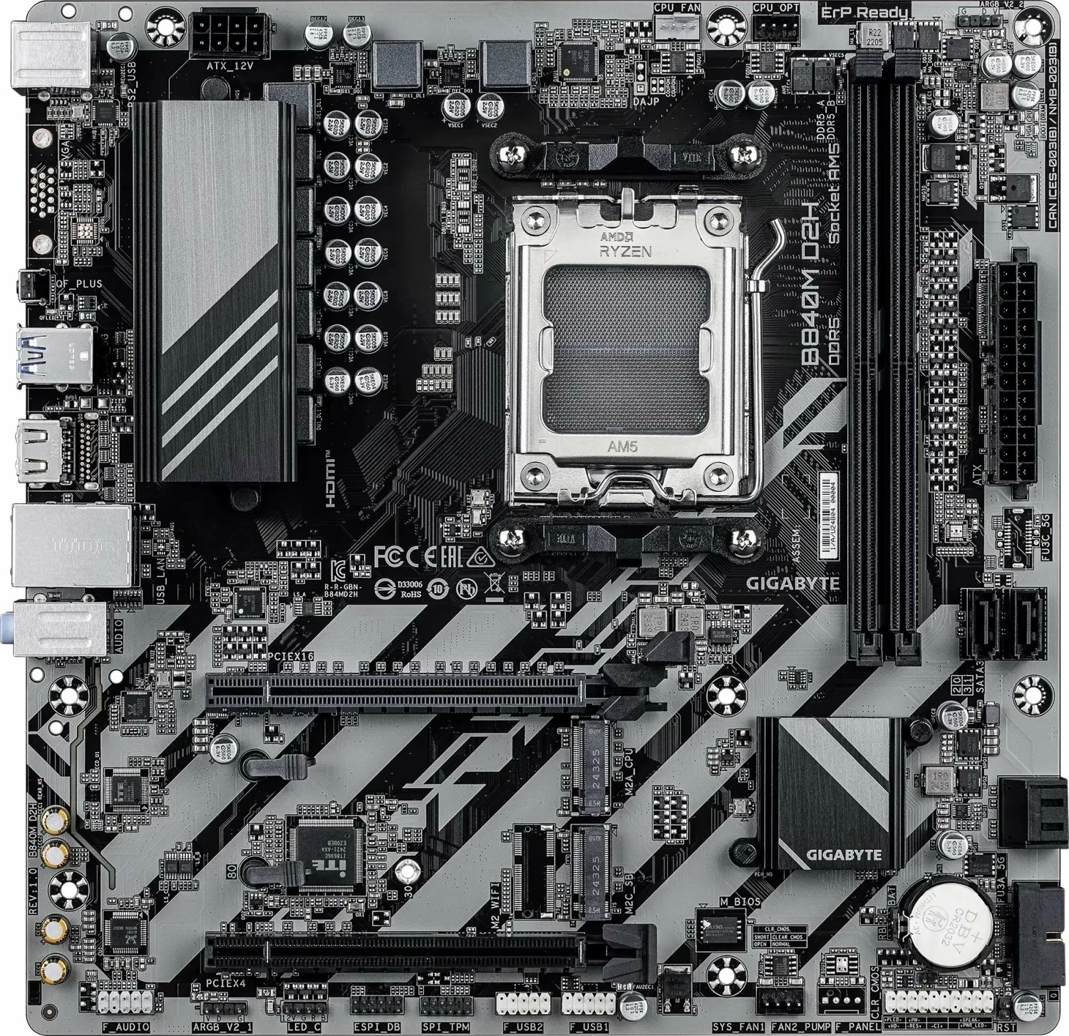 Pllakë amë Gigabyte B840M D2H, AM5, mATX, DDR5 128GB, 2.5GbE