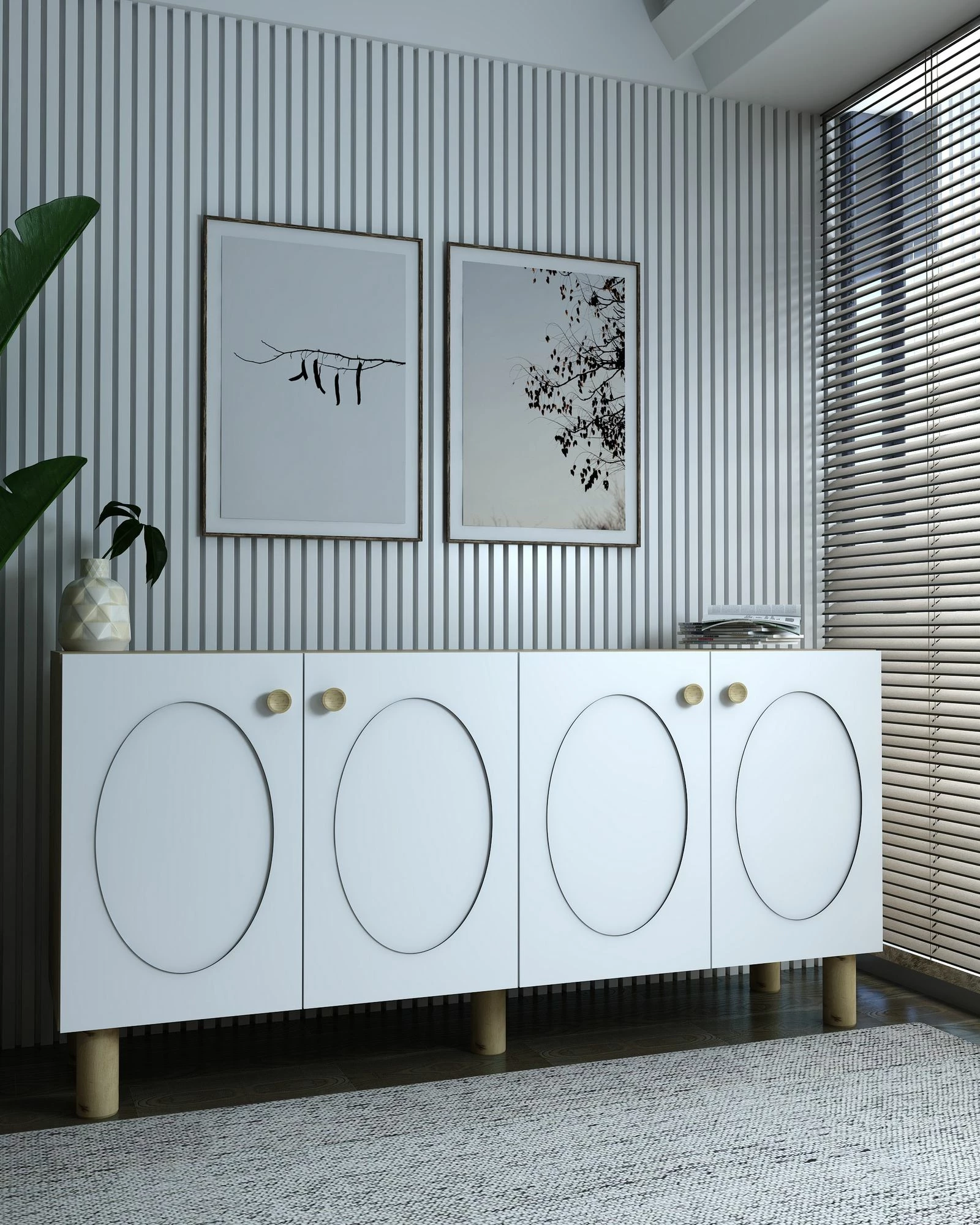 Konsol Skye Decor, ngjyrë lis safir, e bardhë