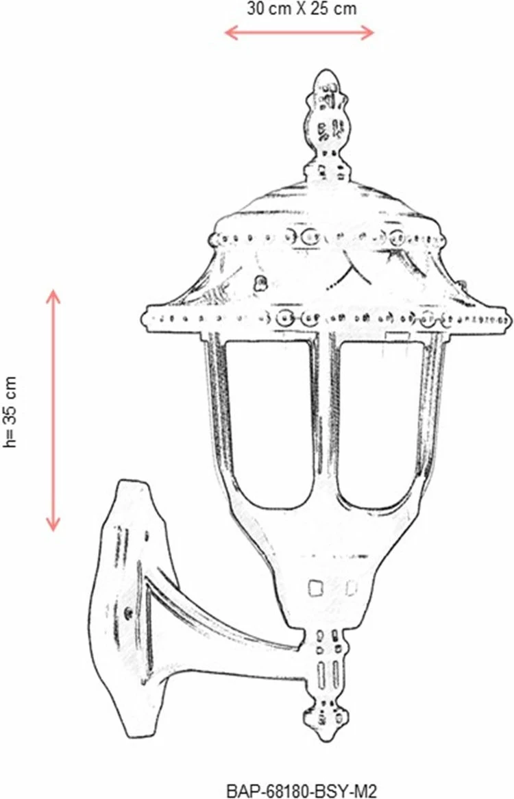 Llambë muri për jashtë, Opviq, BAP-68180-BSY-M2, e zezë