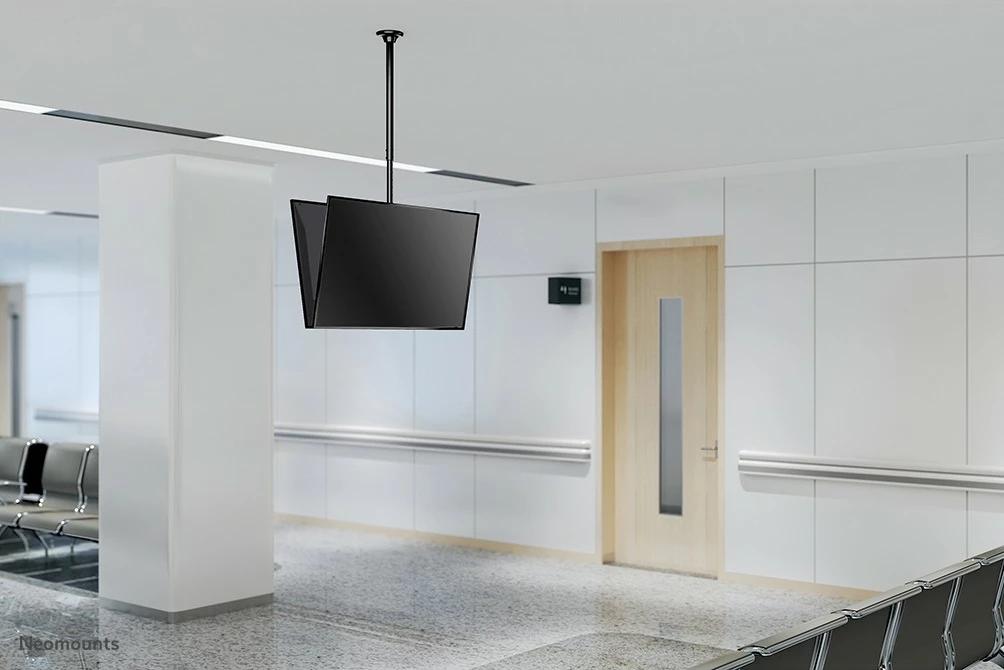 Mbajtëse tavani për dy ekrane Neomounts FPMA-C340DBLACK, 32-75 inç, rregullim lartësie, e zezë