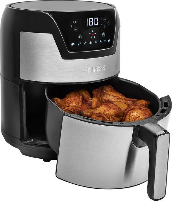 Fritezë ajri Princess XXL 4.5 L, 1500 W, 8 programe, Inox