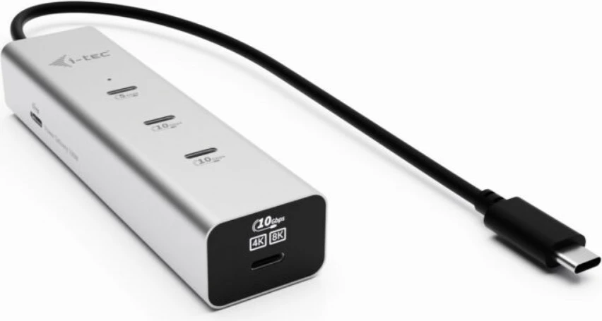 HUB USB-C i-tec C31HUBMETAL8KPDPRO, 5 porta, video 8K, Power Delivery 85W, Argjend