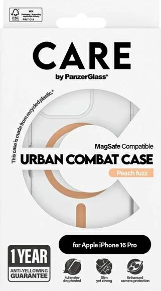 Mbështjellës PanzerGlass CARE Flagship Case për iPhone 16 Pro 6.3", MagSafe, portokalli