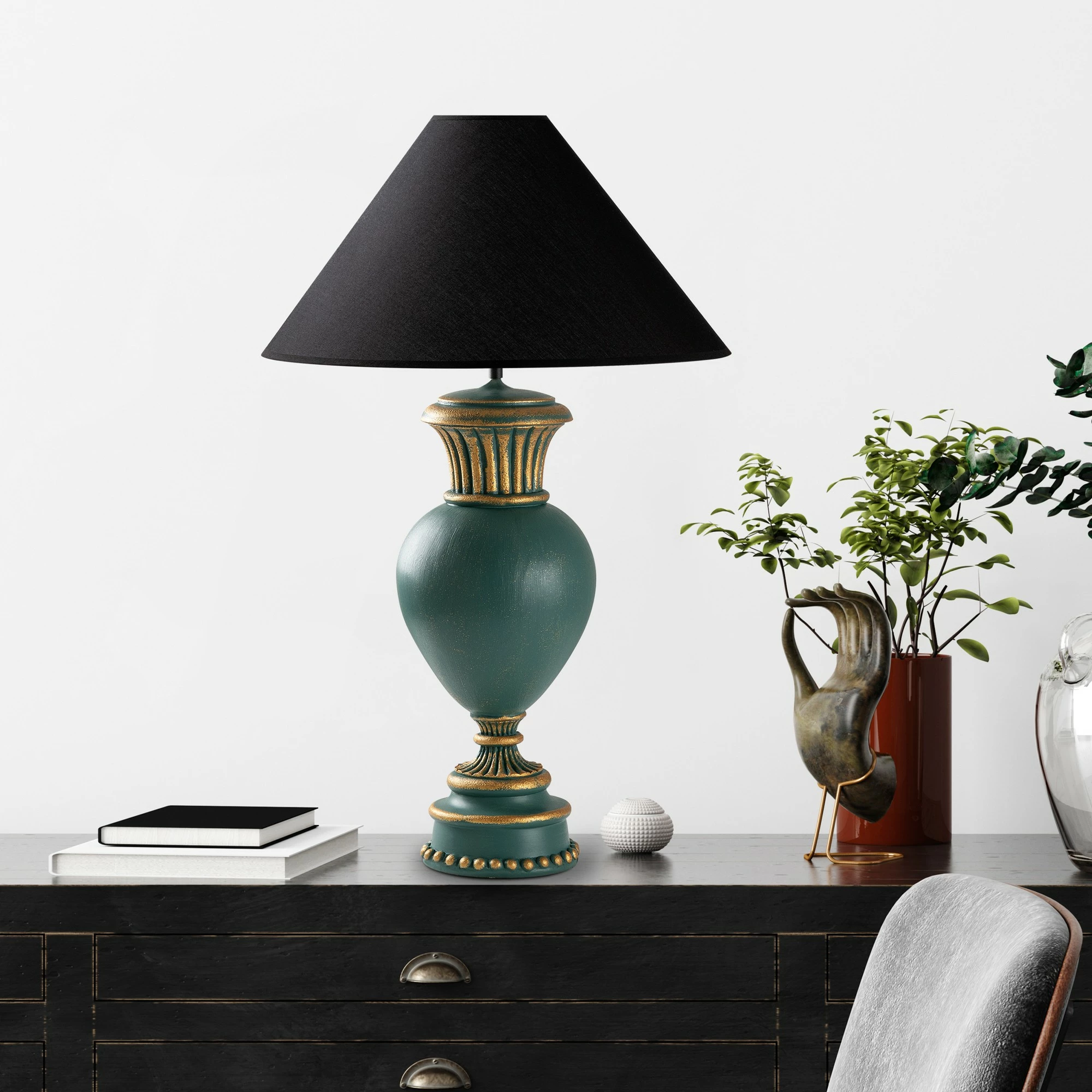 Llambë tavoline Opviq, ELEGANZE-5321, ngjyrë e gjelbër dhe e zezë