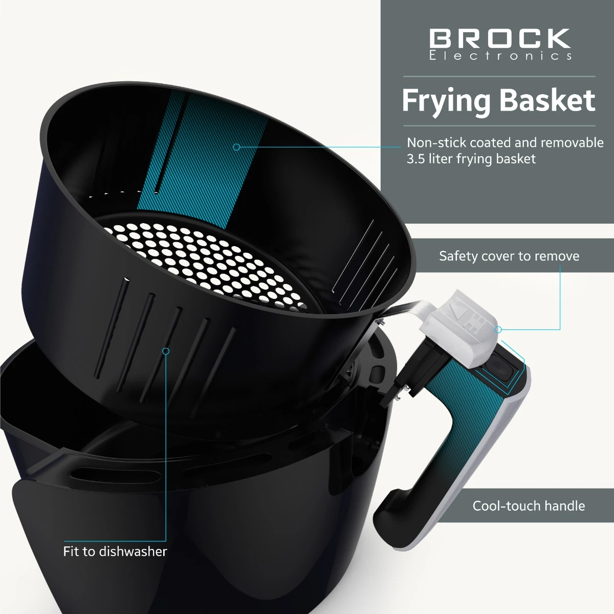 Fritezë me ajër Brock AFM 3501 BK 3.5L 1500W, e zezë