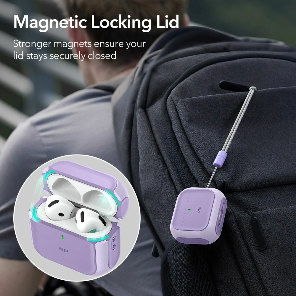 Mbështjellës ESR Orbit HaloLock për AirPods 4, MagSafe, vjollcë