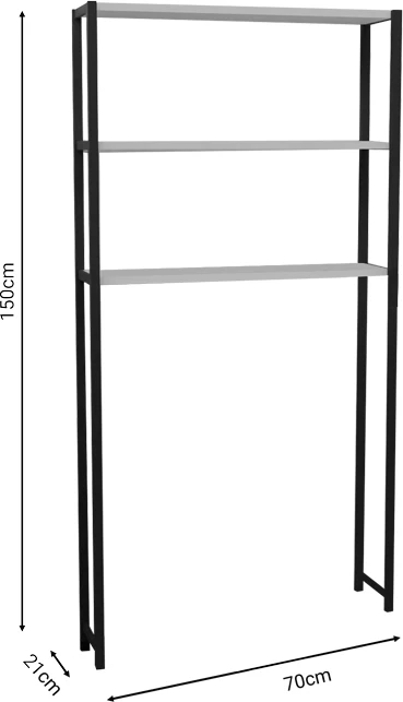Kabinet për lavanderi Bothy, melaminë e bardhë-metal i zi, 70x21x150cm