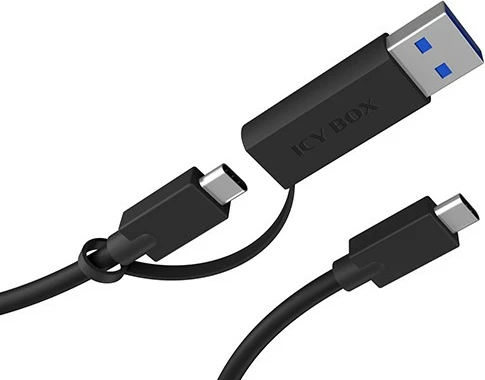 Kabllo USB ICY BOX IB-CB031, 1m, USB A/USB C në USB C, USB 3.2 Gen 2, e zezë