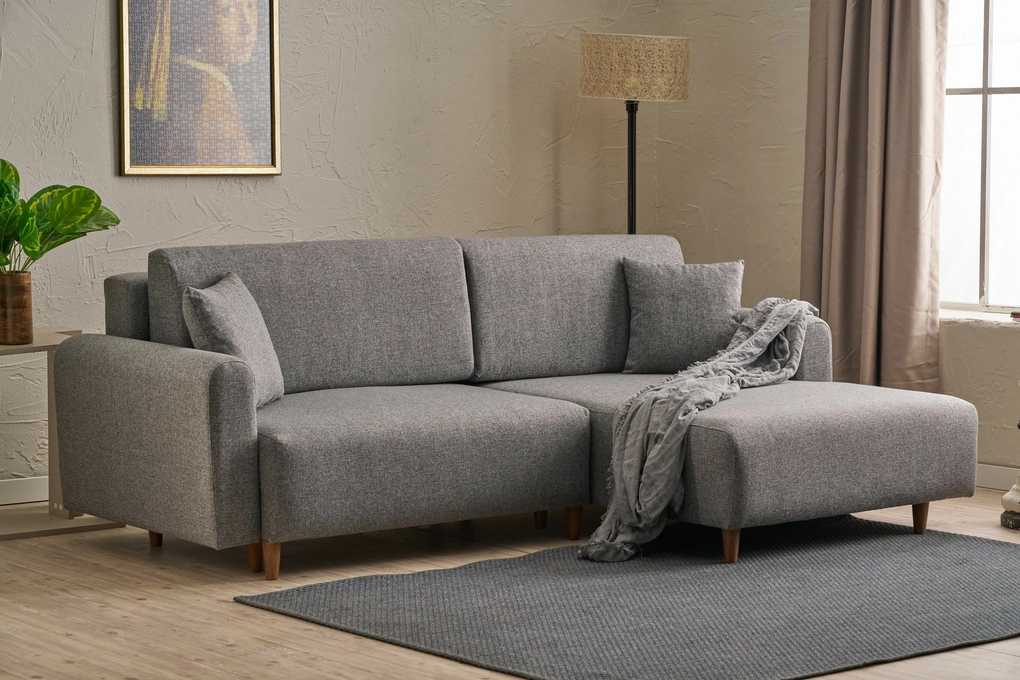 Kënd-sofë krevati Atelier del Sofa, kënd djathtas, ngjyrë gri