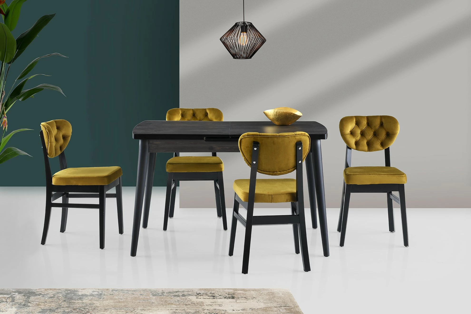 Tavolinë e zezë për ngrënie Skye Decor, Inci - 1143