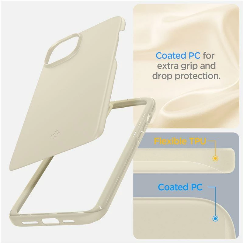 Mbështjellës Spigen Thin Fit për iPhone 15 Plus, Bezhe