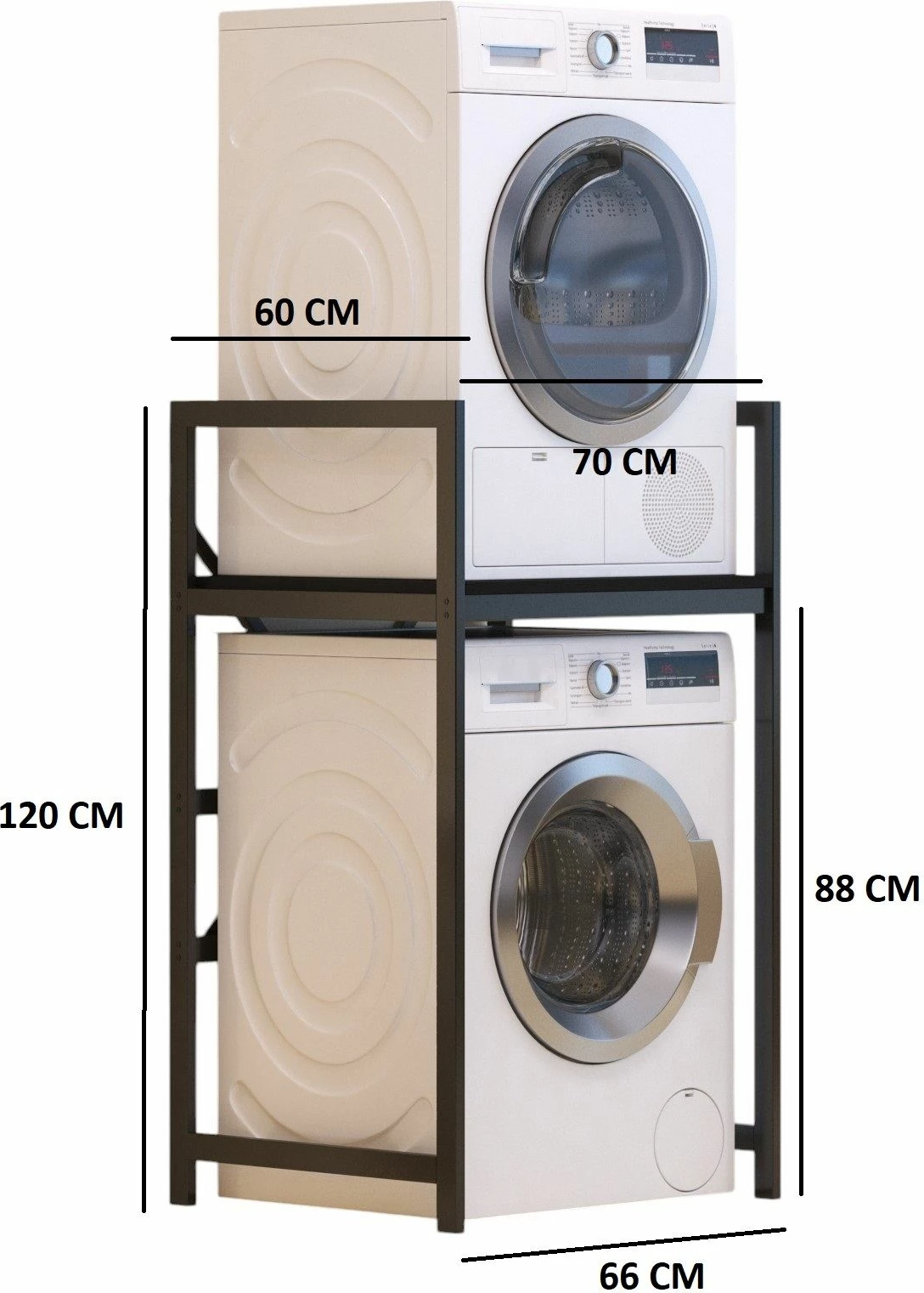 Kabinë për lavatriçe, ngjyrë e zezë, Skye Decor, C7